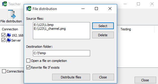 File distribution window