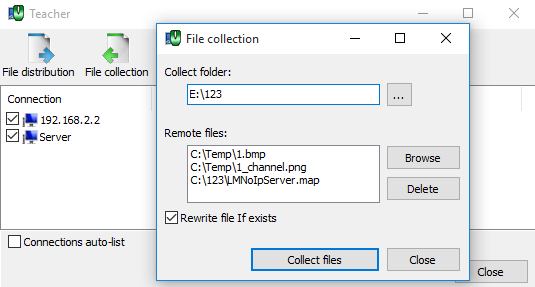 File collection window.
