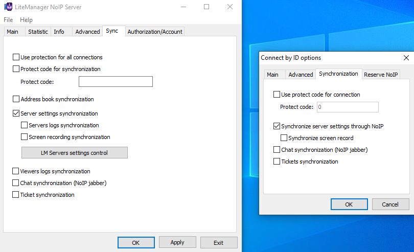 Servers settings control (SSC NOIP)