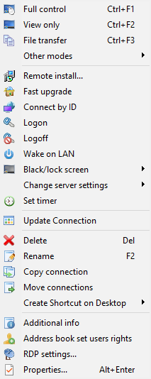 The contact's context menu.