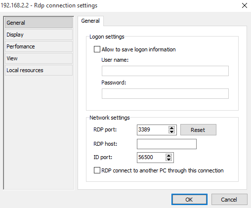 RDP settings