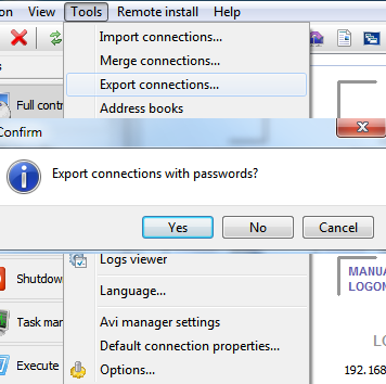 Export the contacts