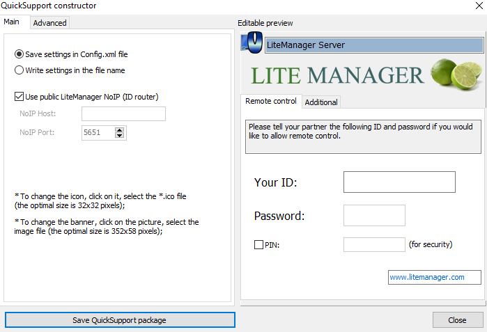 QS constructor window